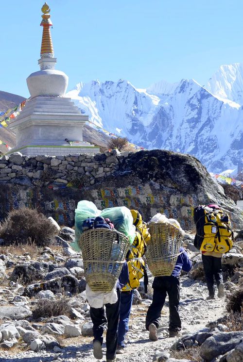Porters at Everest trekking region, Khumbu